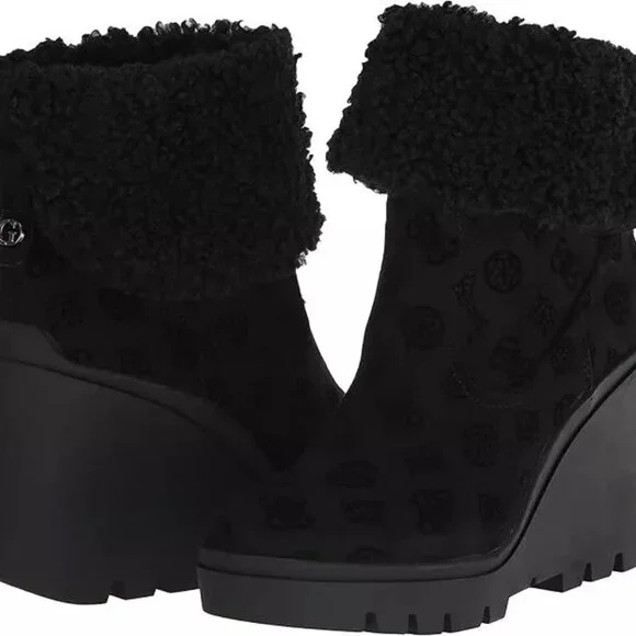 GUESS Women's Tabloid Fashion Boot High Heel Platform Black Size 10 - Picture 2 of 8